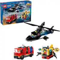 LEGO - City Helicopter, Fire Truck & Submarine Remix Building Toy 60462 - Front_Zoom