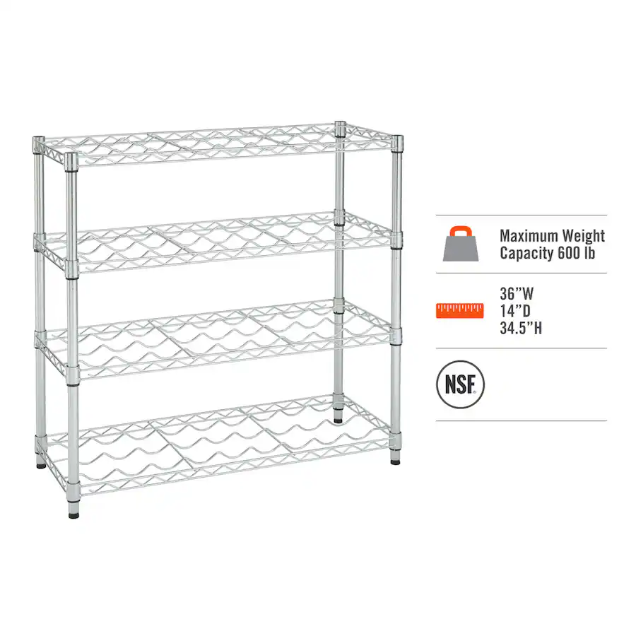 TRINITY EcoStorage 4 Tier 36x14x34.5 Commercial Wine Rack NSF Chrome ...
