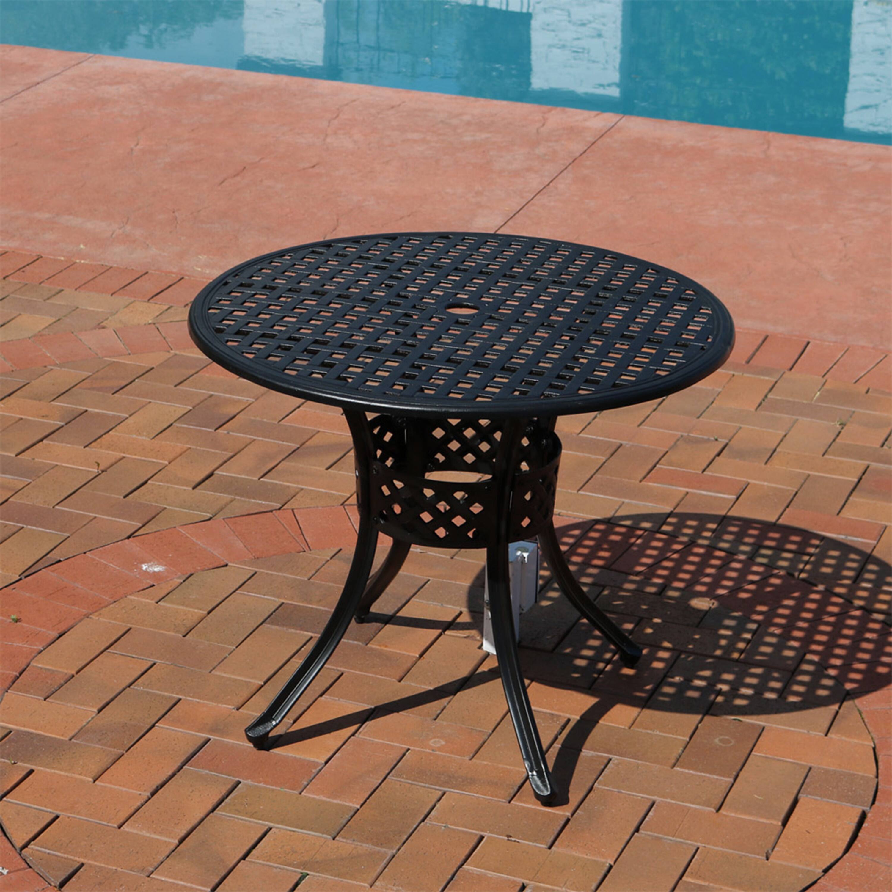 Alt View 1. Sunnydaze - 33 in Cast Aluminum Round Patio Dining Table - Black.