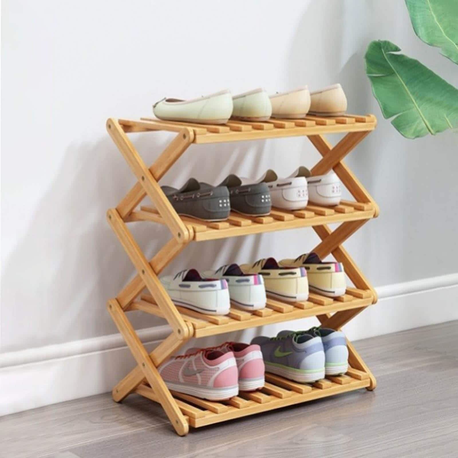 Hanke - Shoe Rack Portable Folding Storage Without Installation For Corridors Bedrooms And Spaces - 4 Tier