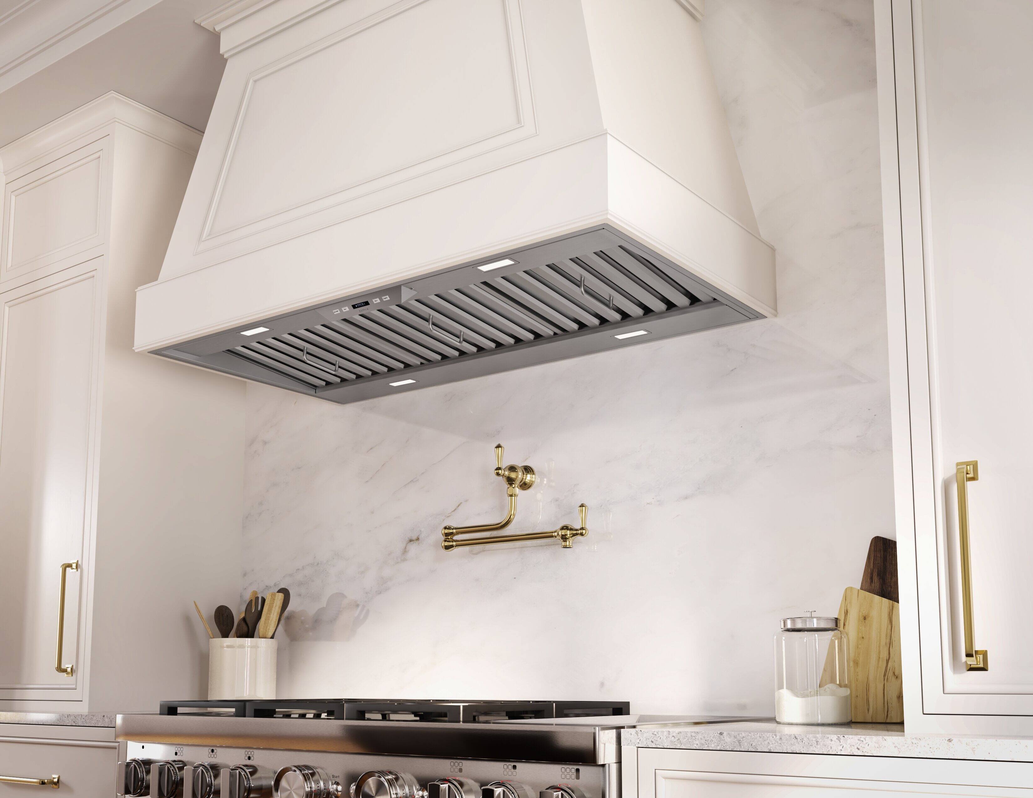 Alt View 12. Zephyr - Monsoon II 48 in. 650 CFM Insert Mount Range Hood with LED Light - Stainless Steel.