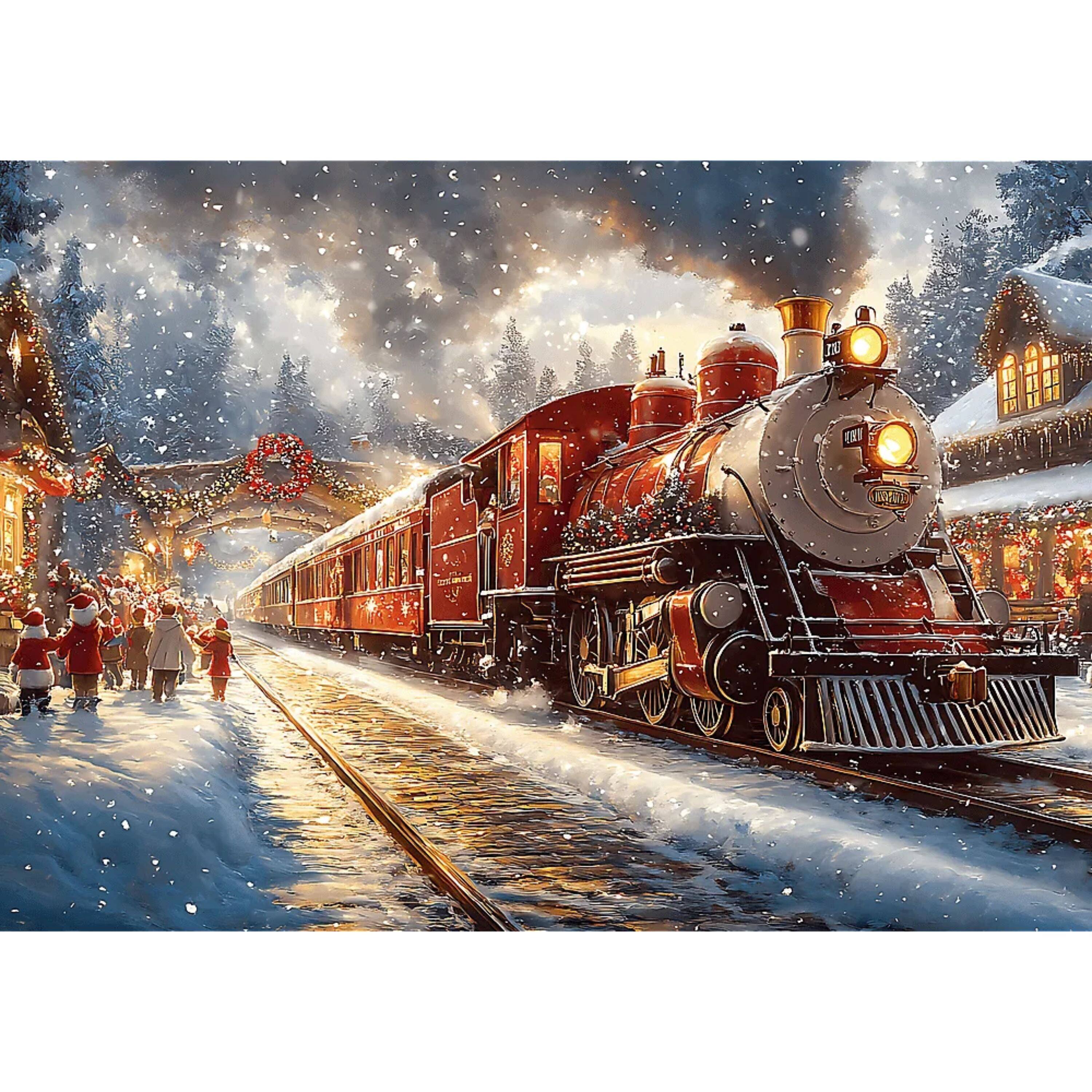 Alt View 1. Trefl - Trefl Red Holiday Train 1000 Piece Puzzle.