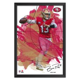 Sporticulture - Brock Purdy San Francisco 49ers 27" x 39" Brush Stroke Player Framed Art Print - Multicolor