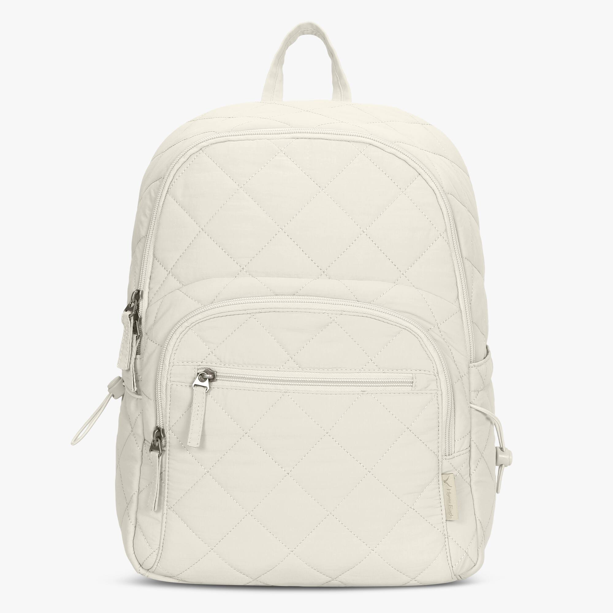 Front. Hynes Eagle - Classic Quilted Laptop Backpack - Ivory.