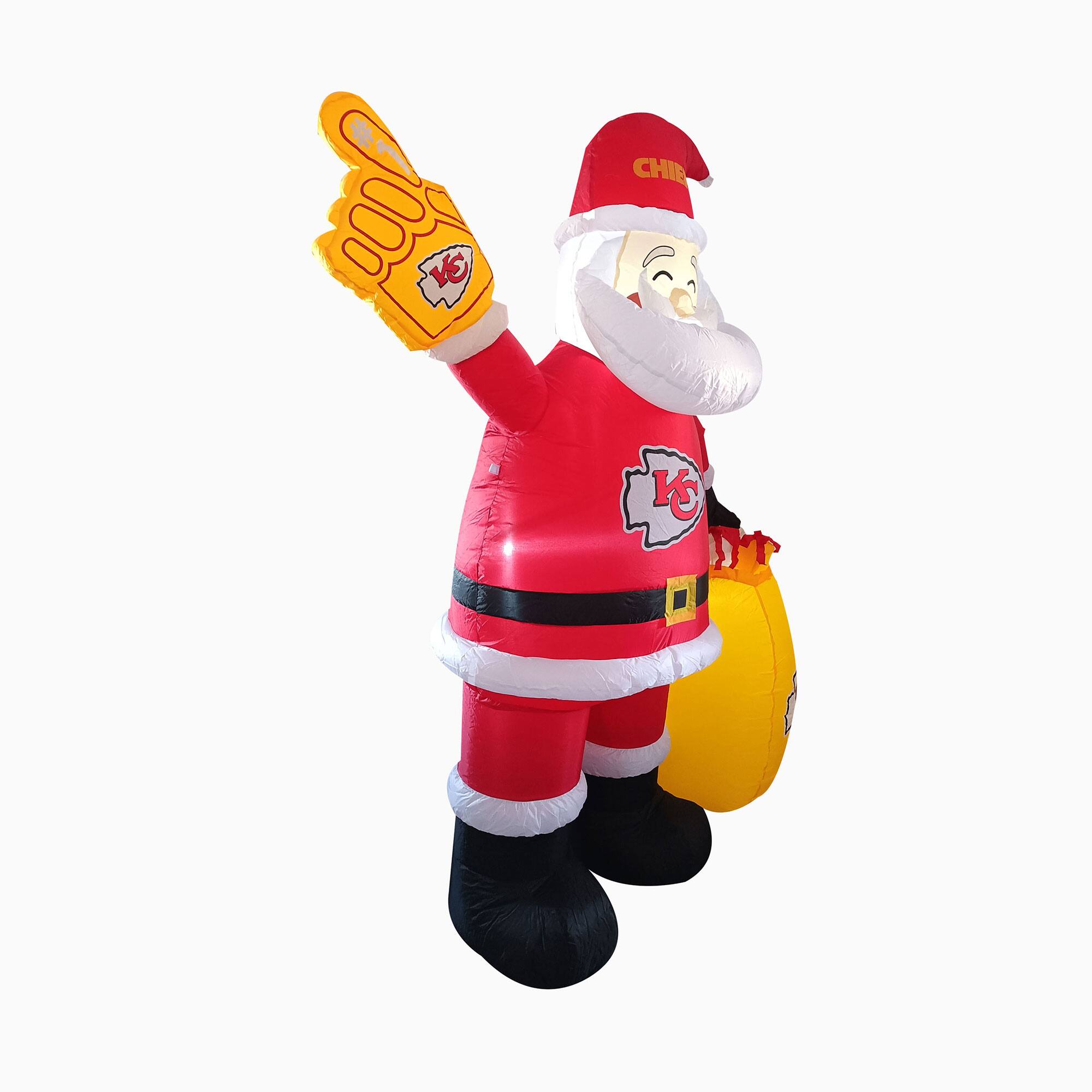 Alt View 1. Logo Brands - Kansas City Chiefs 7' Inflatable Santa - Multicolor.