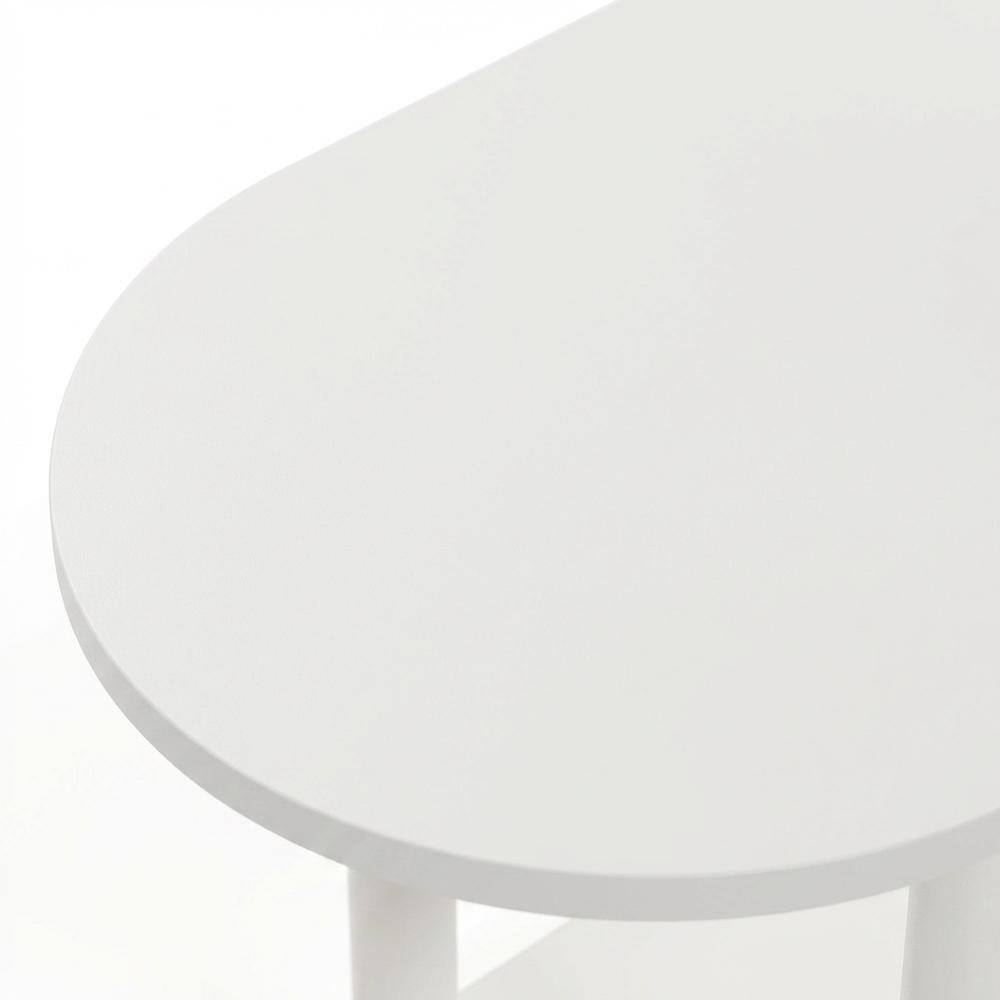 Alt View 1. FurniFact - Oval 3-Tier Side Table with Open Shelves in White - White/White.