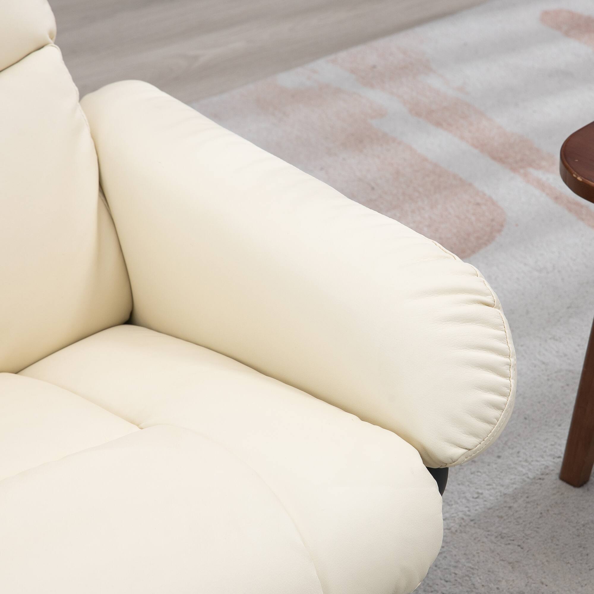 Alt View 8. Homcom - Massage Recliner with Ottoman: Swivel Footrest Faux Leather Chair w/Remote 10 Vibration Point - Cream White.