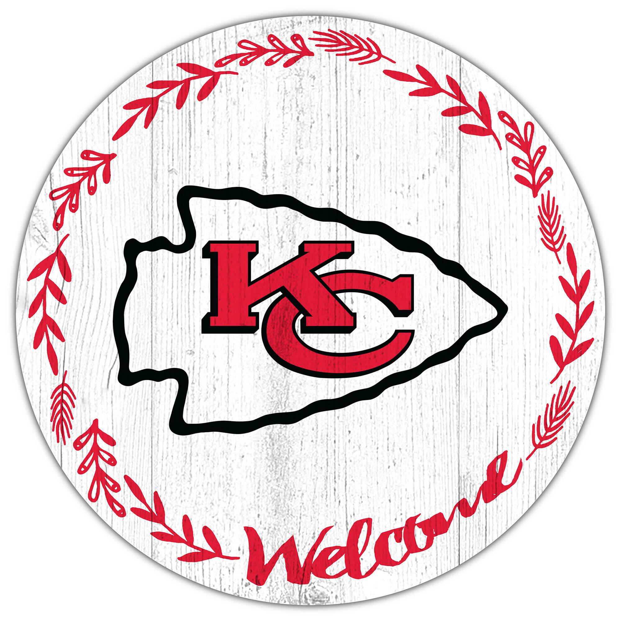 Front. Fan Creations - Kansas City Chiefs 12" Welcome Circle Sign - Multicolor.
