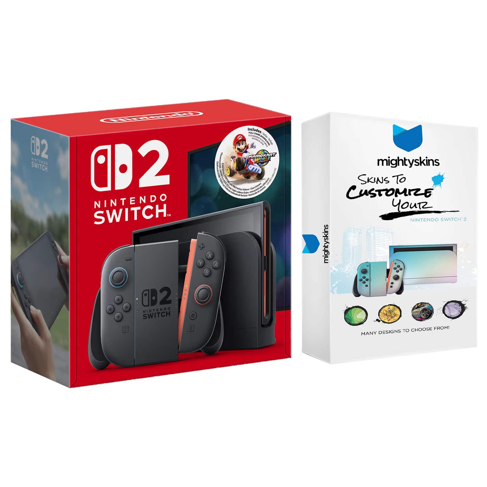 Switch 2 Mario Kart World Bundle with MightySkins Code - Nintendo Switch