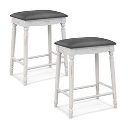 Kadyn - 24 In Bar Stool 2-Pc Set with Padded Seat Cushions and Wood Legs-24 inches, for Kitchen Island - Gray