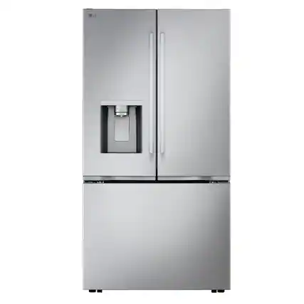 Front. LG - 36-in Wide 23.7 Cu. Ft. French Door Counter-Depth MAX Smart Refrigerator with Zero Clearance Hinge System and Thin Door - PrintProof Stainless Steel.