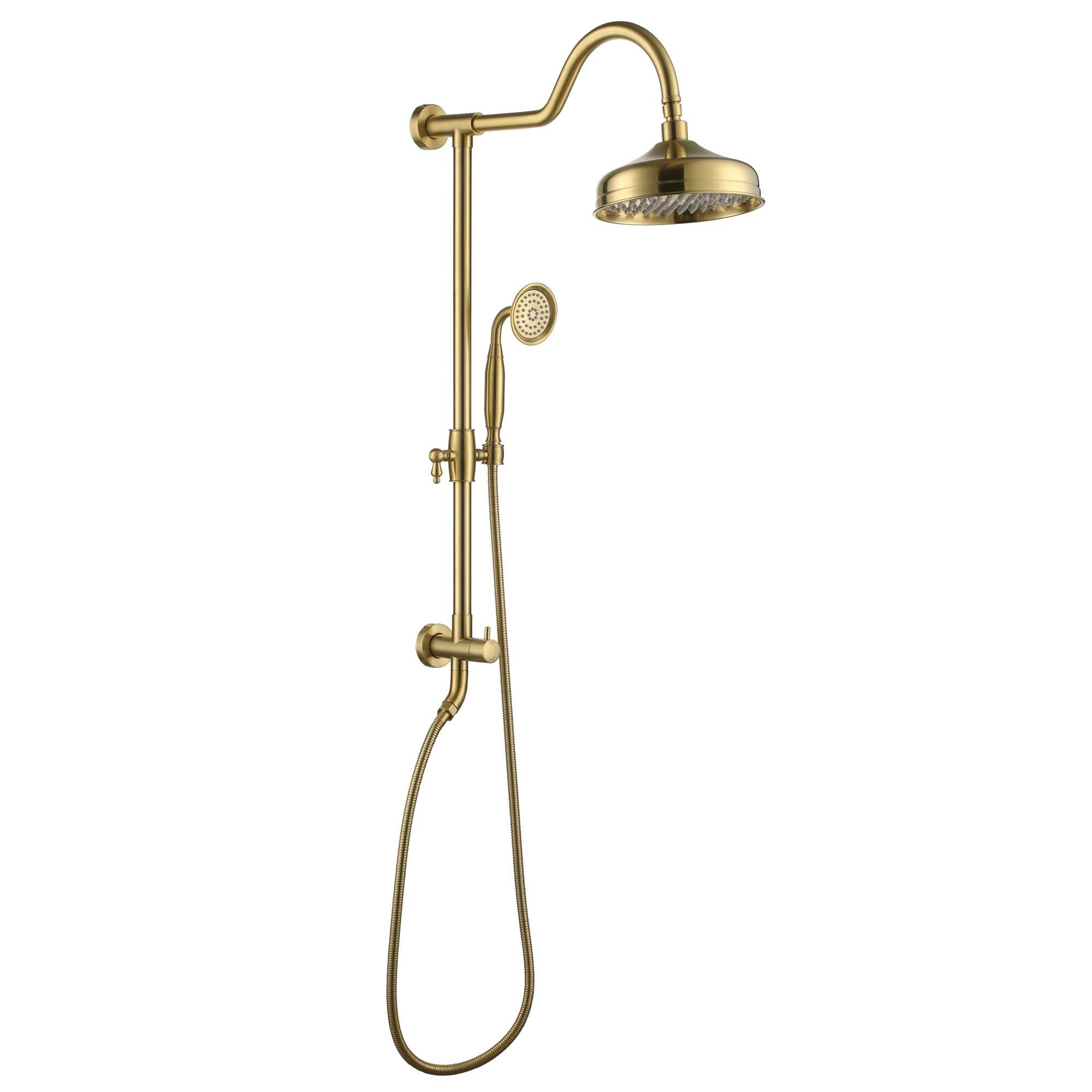 Front. Boyel Living - 1-Spray Patterns with 2.5 GPM 8 in. Wall Mount Dual Shower Heads in Brushed Gold (Valve Not Included) - Brushed Gold.