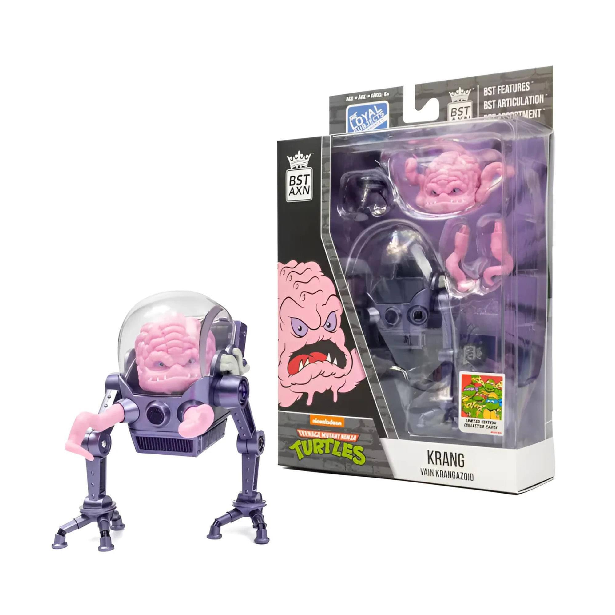 Sure, here is the corrected and grouped text from the image:

---

**Front of the Box:**

- **Top Left Corner:**
  - "BST AXN"

- **Top Right Corner:**
  - "BST FEATURES"
  - "BST ARTICULATION"
  - "BST ACCESSORIES"

- **Center:**
  - "THE TURTLES"
  - "KRANG"
  - "VAIN KRANGAZOID"

- **Bottom Left Corner:**
  - "LIMITED EDITION"
  - "CHOCOLATE CAKE"

- **Bottom Right Corner:**
  - "LIMITED EDITION"
  - "CHOCOLATE CAKE"

**Back of the Box:**

- "BST AXN"

**Left Side of the Box:**

- "POLICE"

**Right Side of the Box:**

- "BST FEATURES"
- "BST ARTICULATION"
- "BST ACCESSORIES"

**Bottom of the Box:**

- "THE TURTLES"
- "KRANG"
- "VAIN KRANGAZOID"

---