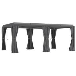 Outsunny - 12' x 19' Louvered Pergola Hardtop Gazebo with Adjustable Aluminum Roof and Frame, Outdoor Pergola - Dark Gray