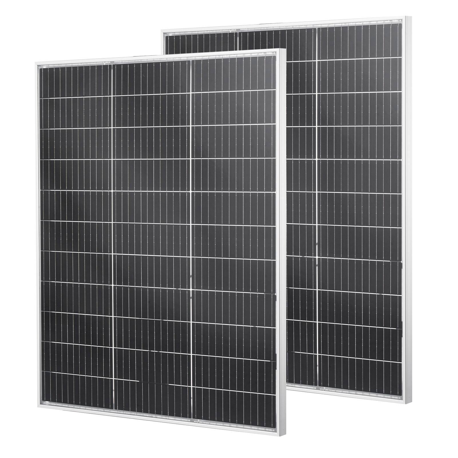 Front. VEVOR - 2PCS 100W Bifacial Solar Panels, 23% High-Efficiency N-Type Monocrystalline PV Module with MC4 Output & Aluminum Frame - Black.