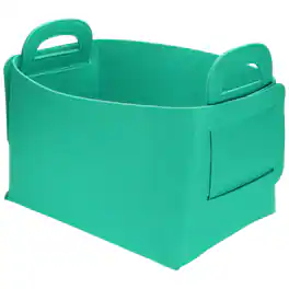 Unique Bargains - Felt Storage Bin 14.2x9.8x9" Foldable Handles Collapsible Organizer for Shelves, Closet, Books, Office, Bedroom - Blue