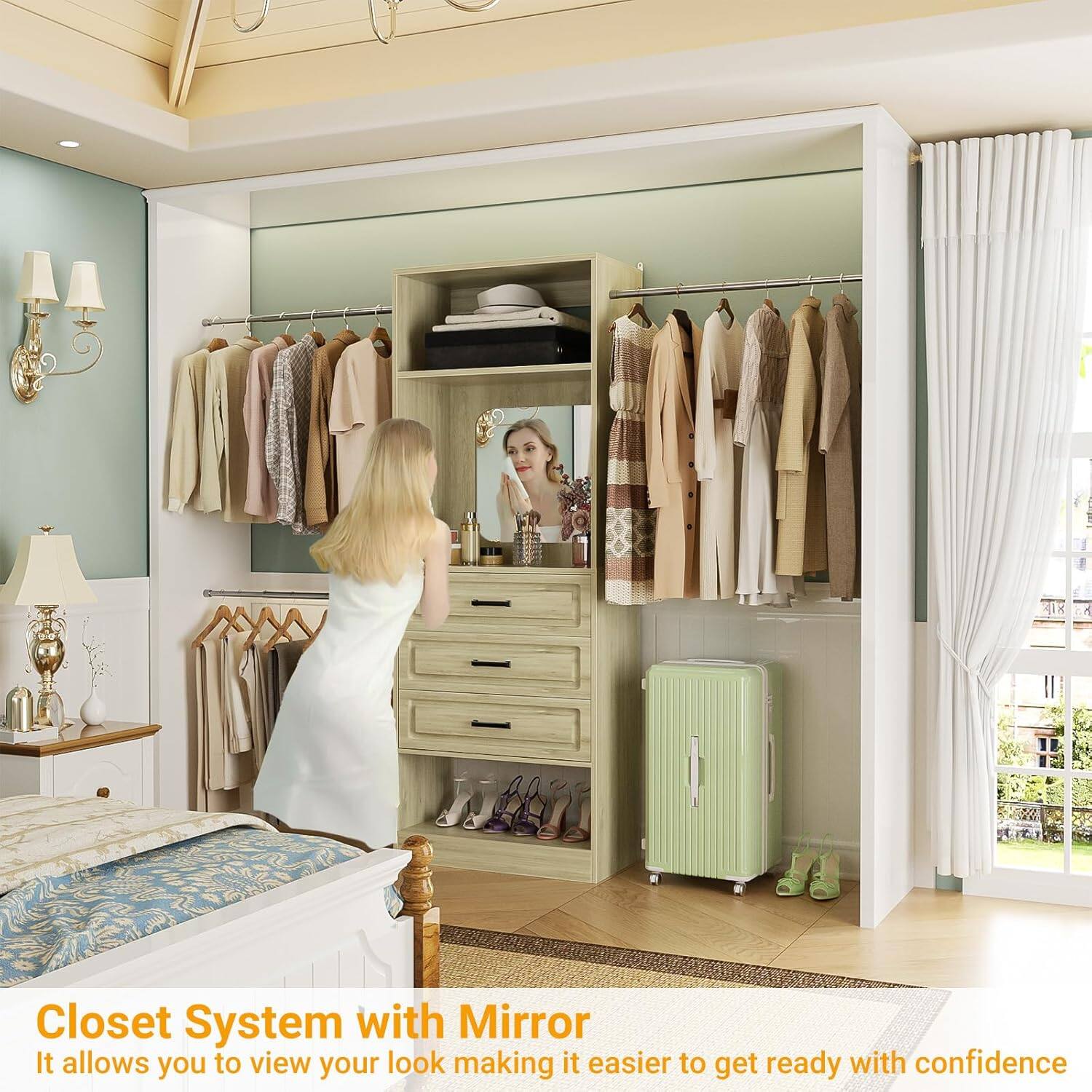 Closet System with Mirror  
It allows you to view your look making it easier to get ready with confidence
