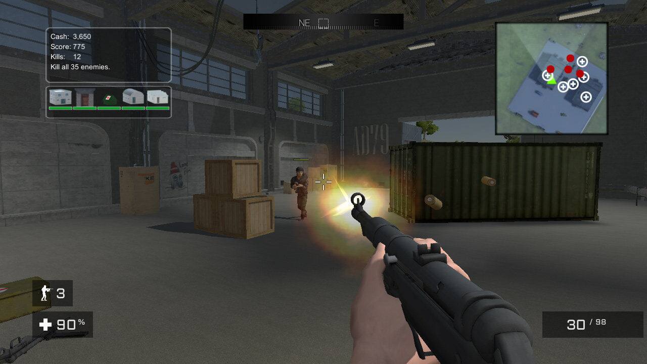 Cash: 3,650  
Score: 775  
Kills: 12  
Kill all 35 enemies.  

NE 02 E x + K + + + KE Lest 1079 3 + 90% % 30 /98 /