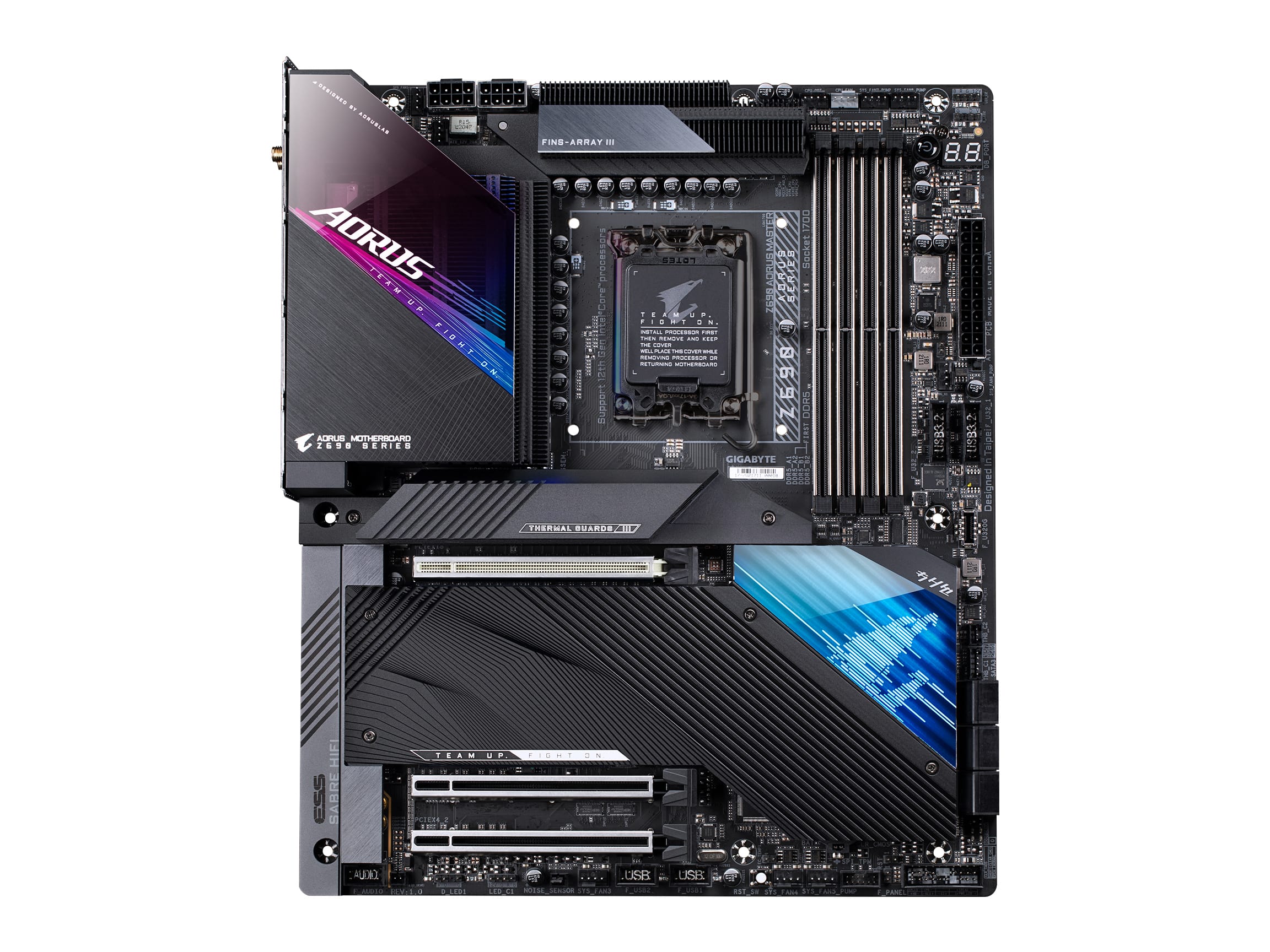 Front. GIGABYTE - Z690 AORUS MASTER Socket 1700 USB 3.2 Intel Motherboard with RGB Lighting - Black.