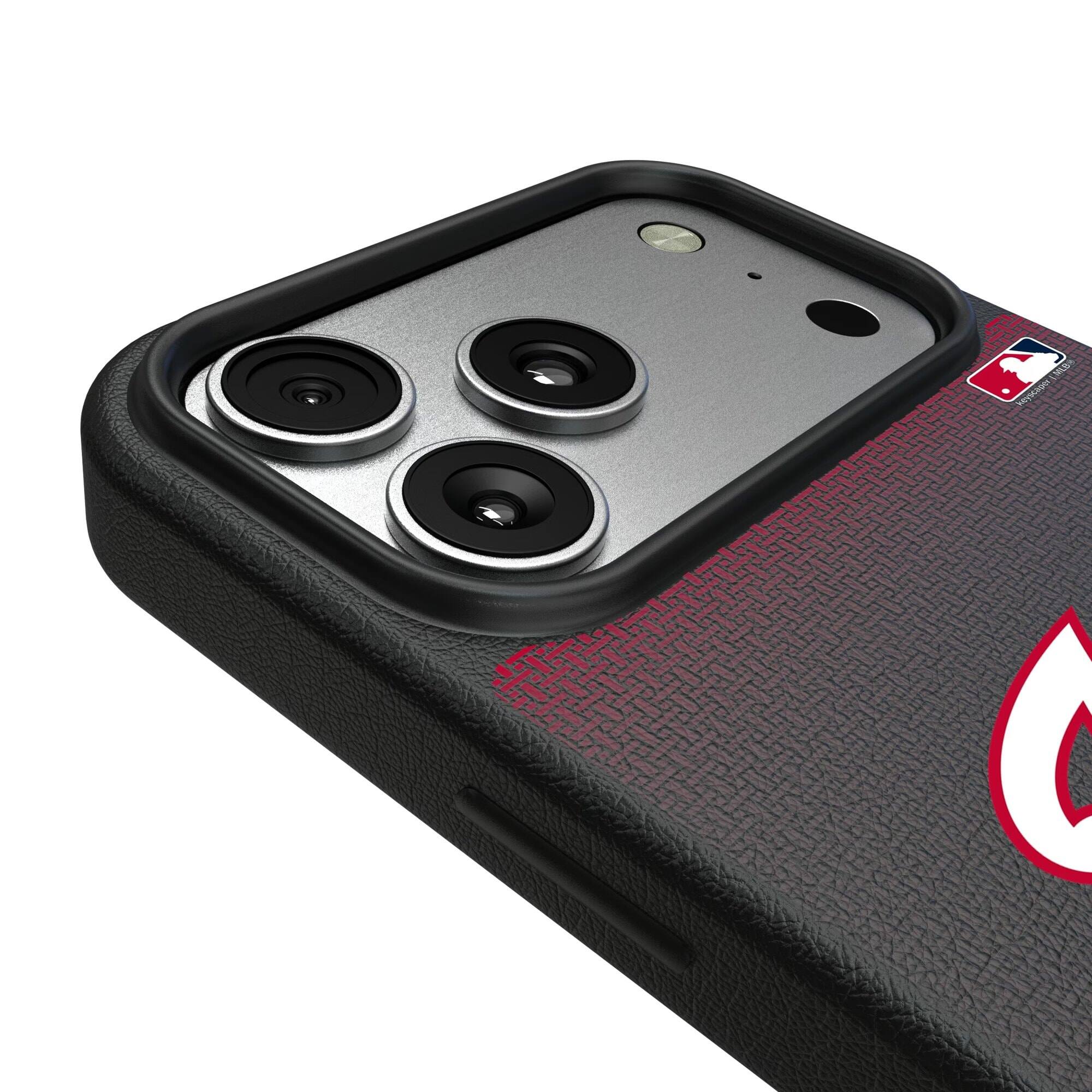 Alt View 2. Keyscaper - Washington Nationals Linen Logo iPhone Magnetic Bump Case - 15 Pro - Black.