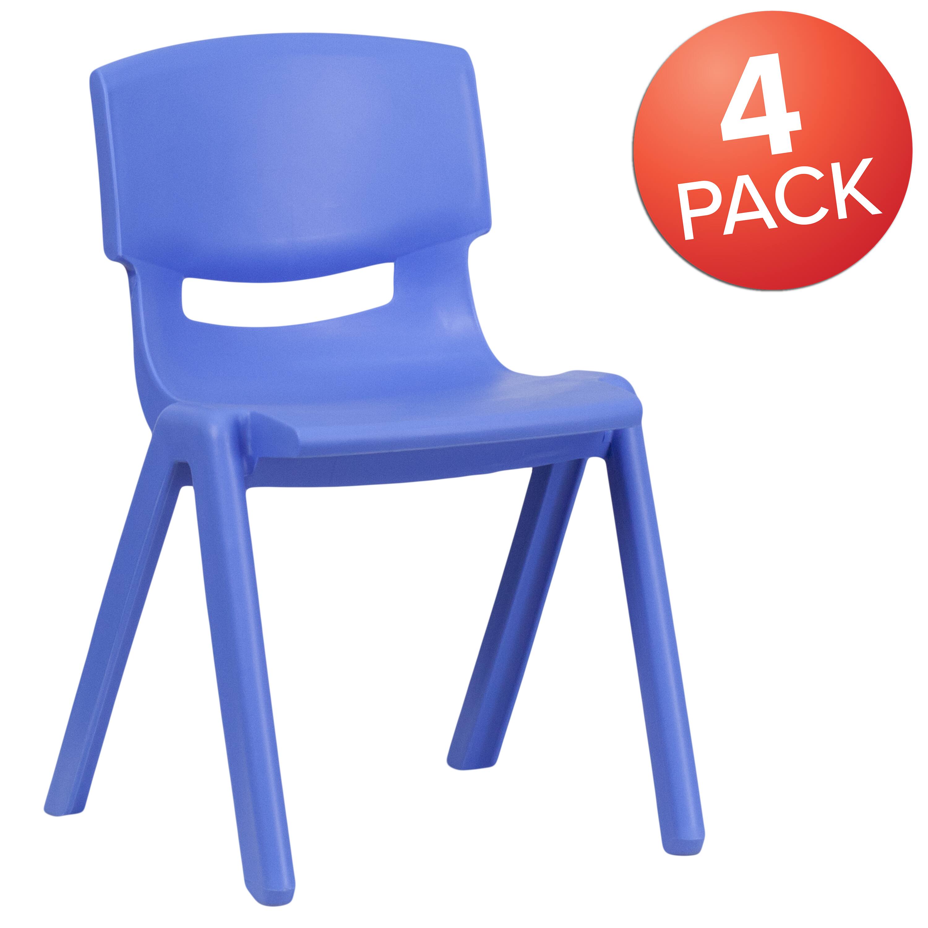 Alt View 1. Emma + Oliver - 4 Pack Plastic Stackable K-2 School Chair with 13.25"H Seat - Blue.