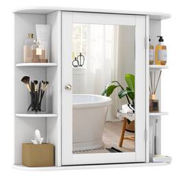 Gymax - Bathroom finish Multipurpose Mount Wall Surface Storage Cabinet Mirror - White