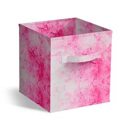 Sorbus - Fabric Storage Cube, 11-Inch Foldable Storage Bin with Handle for Closet, Pantry, Cubbies, Toys & Bath (1-Piece) - Pink Tie-Dye