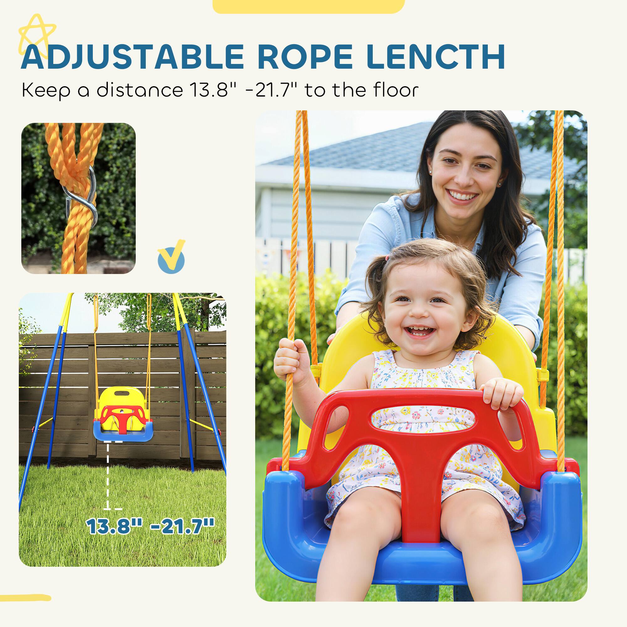ADJUSTABLE ROPE LENGTH  
Keep a distance 13.8" - 21.7" to the floor