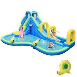 Costway - Inflatable Water Slide Kids Bounce House Castle Splash Water Pool W/ 750W Blower - Multicolor