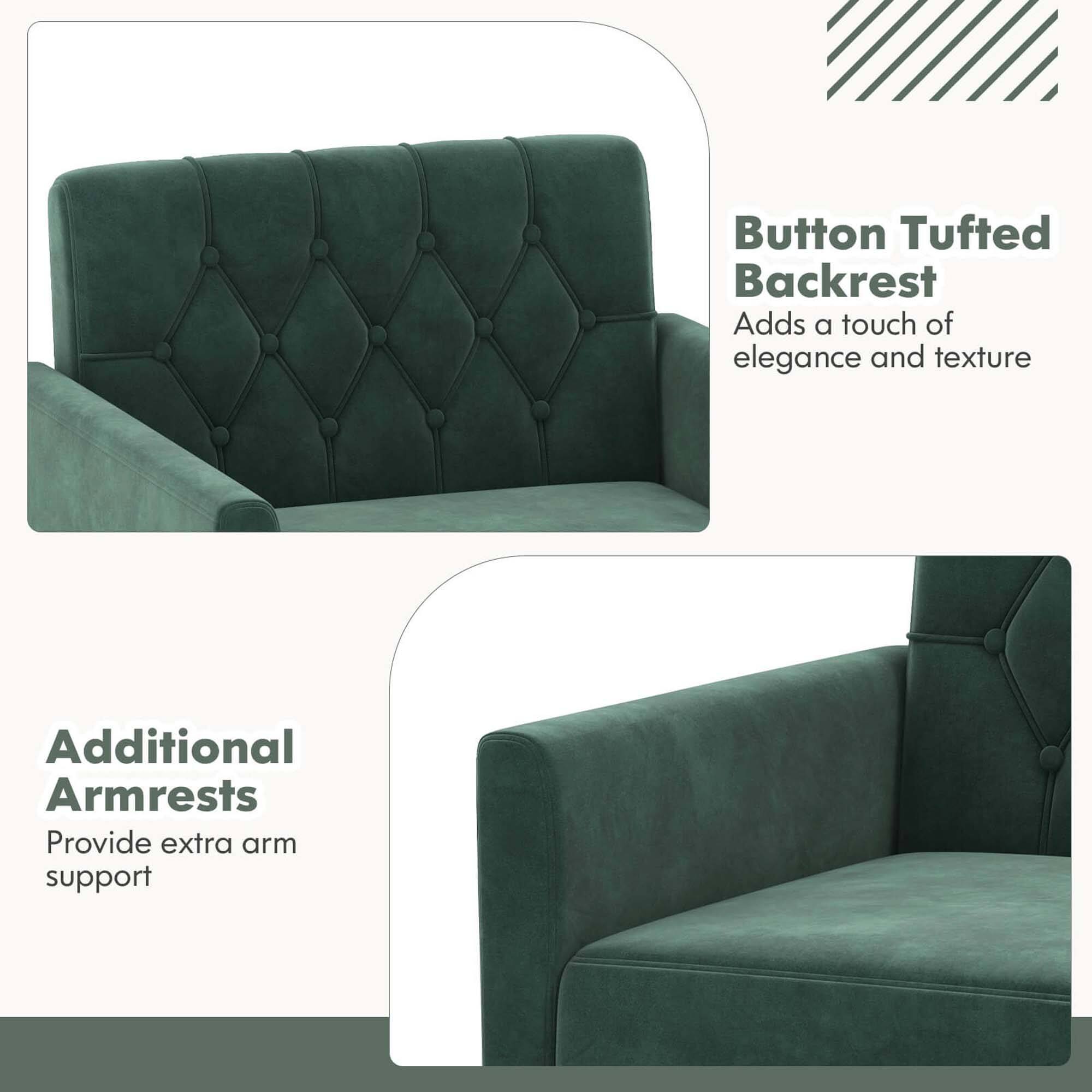 Button Tufted Backrest: Adds a touch of elegance and texture.
Additional Armrests: Provide extra arm support.