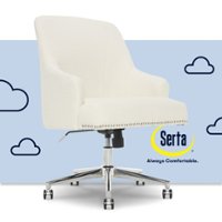 Serta - Leighton Modern Upholstered Home Office Chair with Memory Foam - Cozy Ivory - Woven Fabric - Front_Zoom