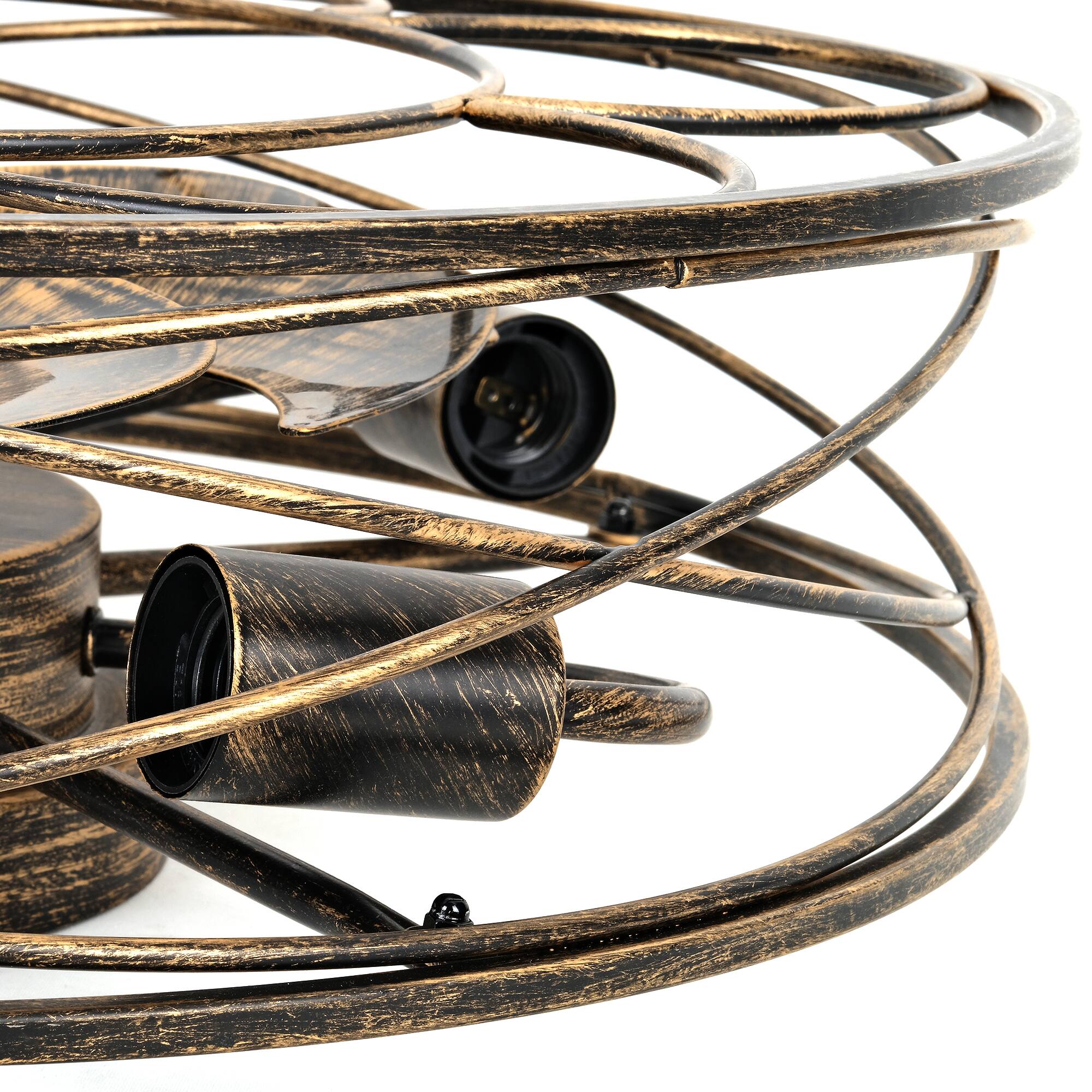 Alt View 1. JAZAVA - 20-Inch Black and Gold Low Profile Indoor Ceiling Fan with Light, 100-240V - Black and Gold.