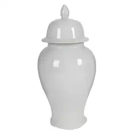 Manhattan Lane - Kipp Decorative Porcelain Ginger Jar with Lidded Top, Large - White