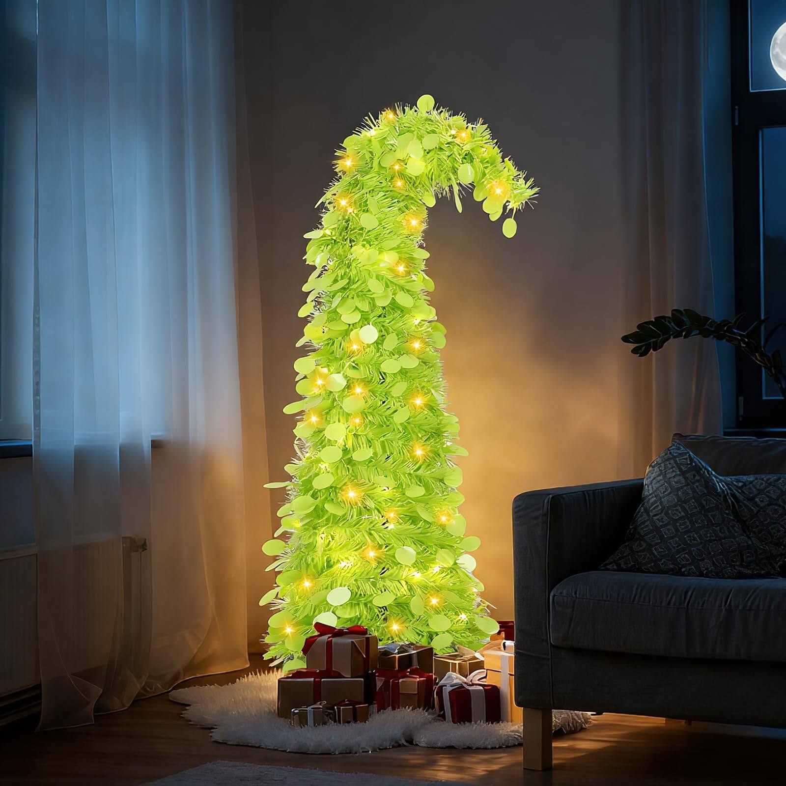 Front. TECH SAFARI - Whimsical Christmas Tree With Lights Pop Up Collapsible Artificial Pencil Holiday Decoration For Home... - Default.