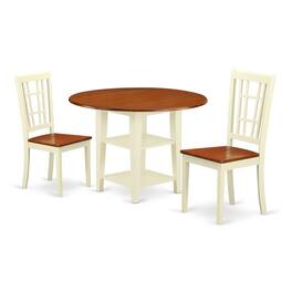 East West Furniture - Dining Room Set Buttermilk & Cherry - Brown