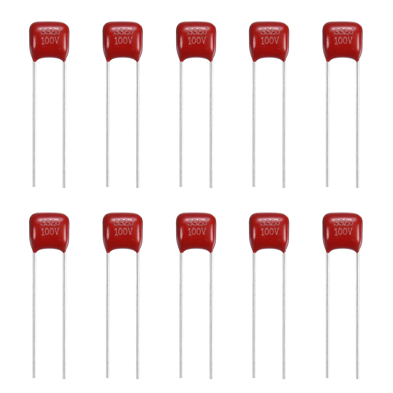 Unique Bargains - 20pcs 0.0033uF 100V CBB21/CBB22 Metallized Polypropylene Film Capacitor Kit for Electronics - Red