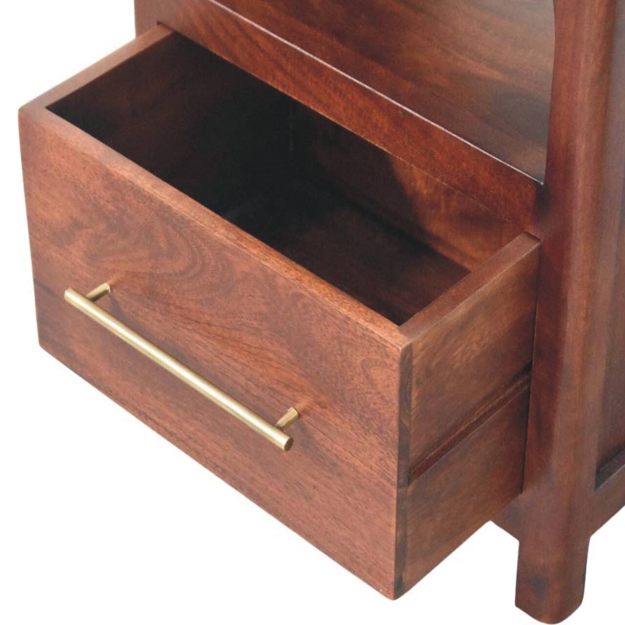 Alt View 5. Artisan Furniture - Artisan Furniture Solid Wood Arched Edge 1 Drawer Bedside - Brown.