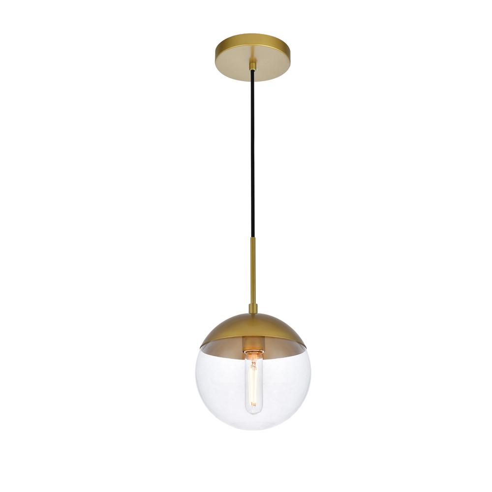Alt View 2. Living District - Eclipse 1 Light Brass Pendant With Clear Glass - Brass And Clear.