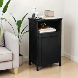 Pefilos - Freestanding Bathroom Floor Storage Cabinet, Adjustable Shelf, Waterproof - Black