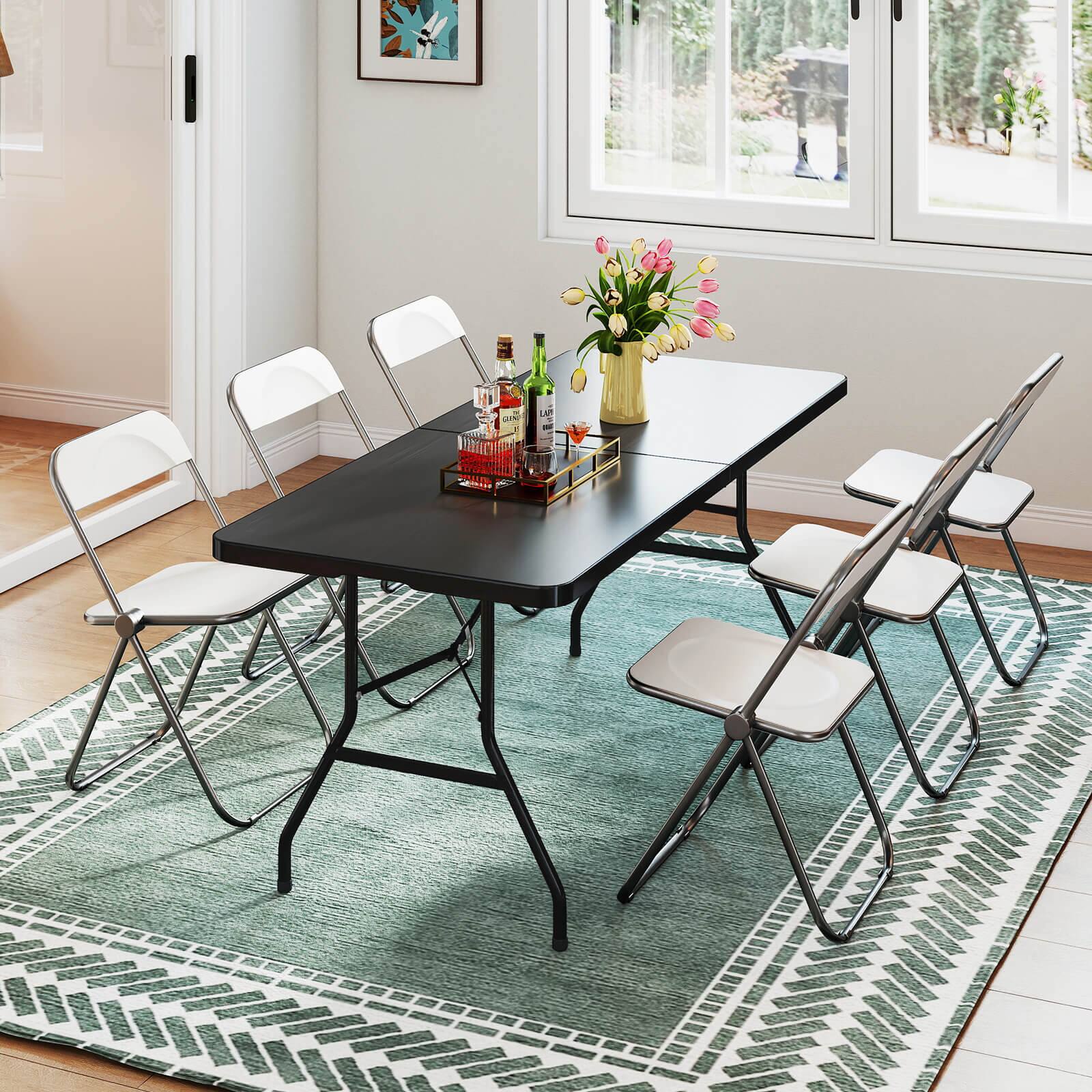 Alt View 4. Costway - Costway 6' Folding Table Portable Plastic Indoor Outdoor Picnic Party Dining Camp Tables - Black.