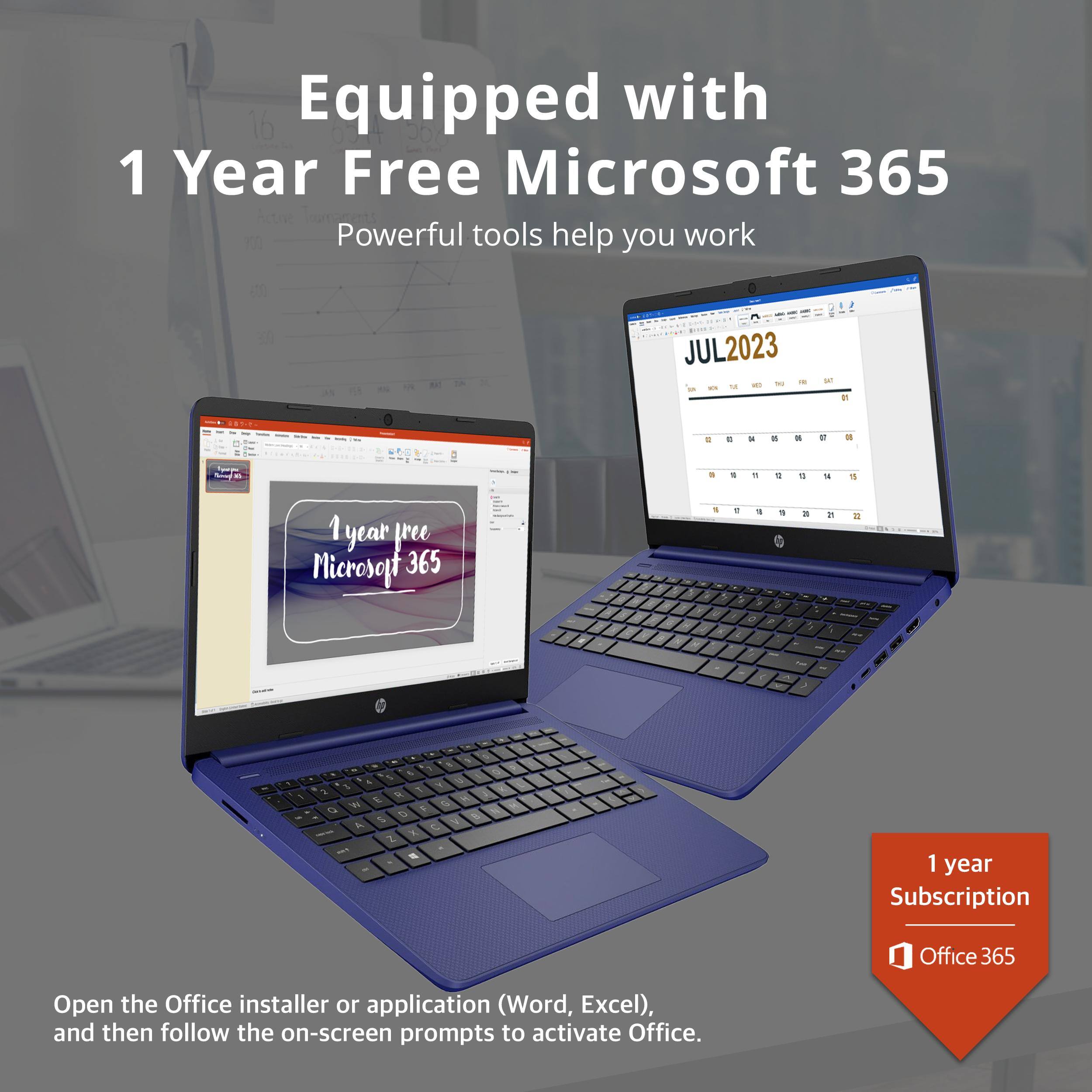 Equipped with 1 Year Free Microsoft 365  
Powerful tools help you work  

Open the Office installer or application (Word, Excel), and then follow the on-screen prompts to activate Office.