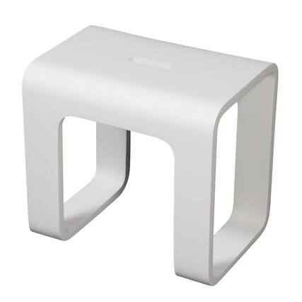Front. Alfi - White Matte Solid Surface Resin Bathroom / Shower Stool - White.