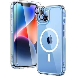 Entronix - Complete Bundle for iPhone 15 - Magnetic Clear Case with Screen Protector & Camera Lens Protectors - Variety of Color Choices