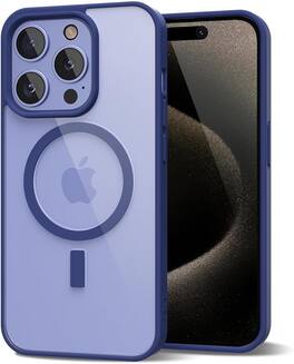 Entronix - Magnetic Phone Case for iPhone 12/12 Pro - Clear Back Soft Matte Finish - Navy