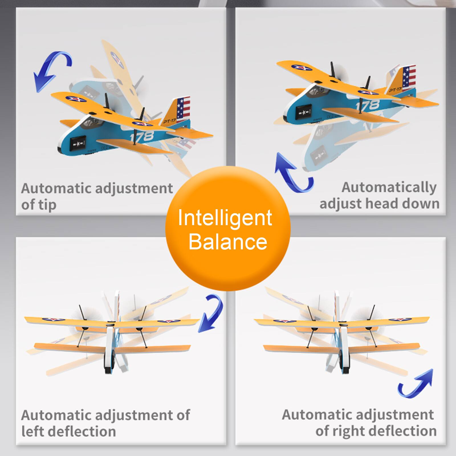PT-17 178
****
<<!>>
PT-17 178
Automatic adjustment of tip Intelligent Balance
Automatically adjust head down
Automatic adjustment of left deflection
Automatic adjustment of right deflection