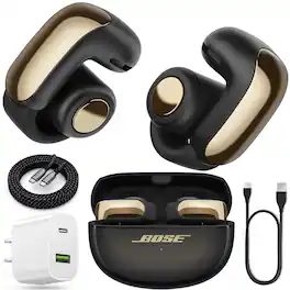 Bundle - Bose - Ultra Open Earbuds Bluetooth Open-Ear Clip-On Headphones Power - Desert Gold