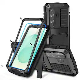 Dteck - For Samsung Galaxy S26 Case Outdoor Sports Kickstand Rugged Heavy Duty Full Body Cover with Built in Screen Protector - Black