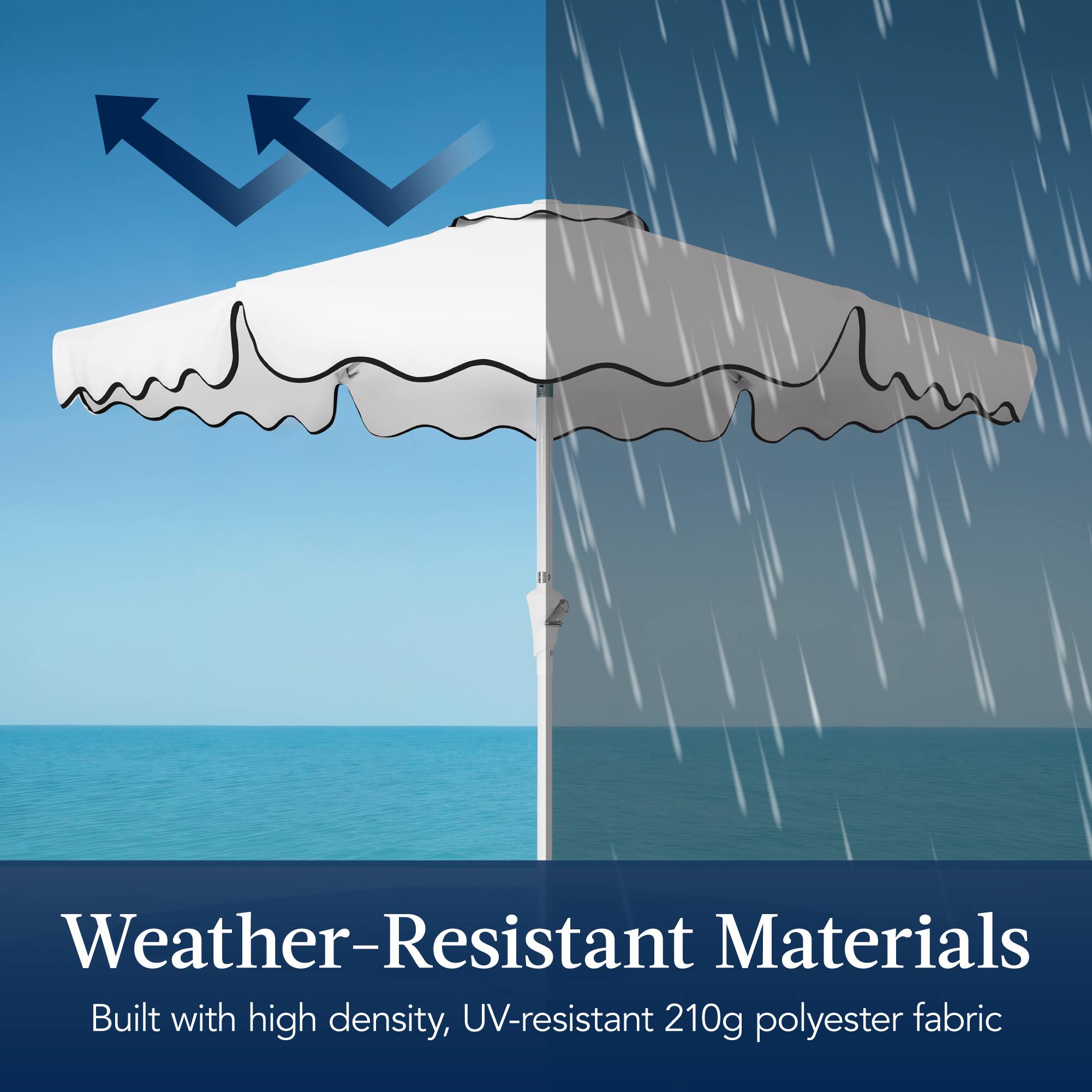 Weather-Resistant Materials  
Built with high density, UV-resistant 210g polyester fabric