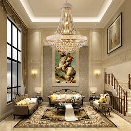 Boyel Living - 28 Inch Gold Crystal Chandelier 15 Light French Empire Ceiling Light with LED Bulbs 3000K Warm Light