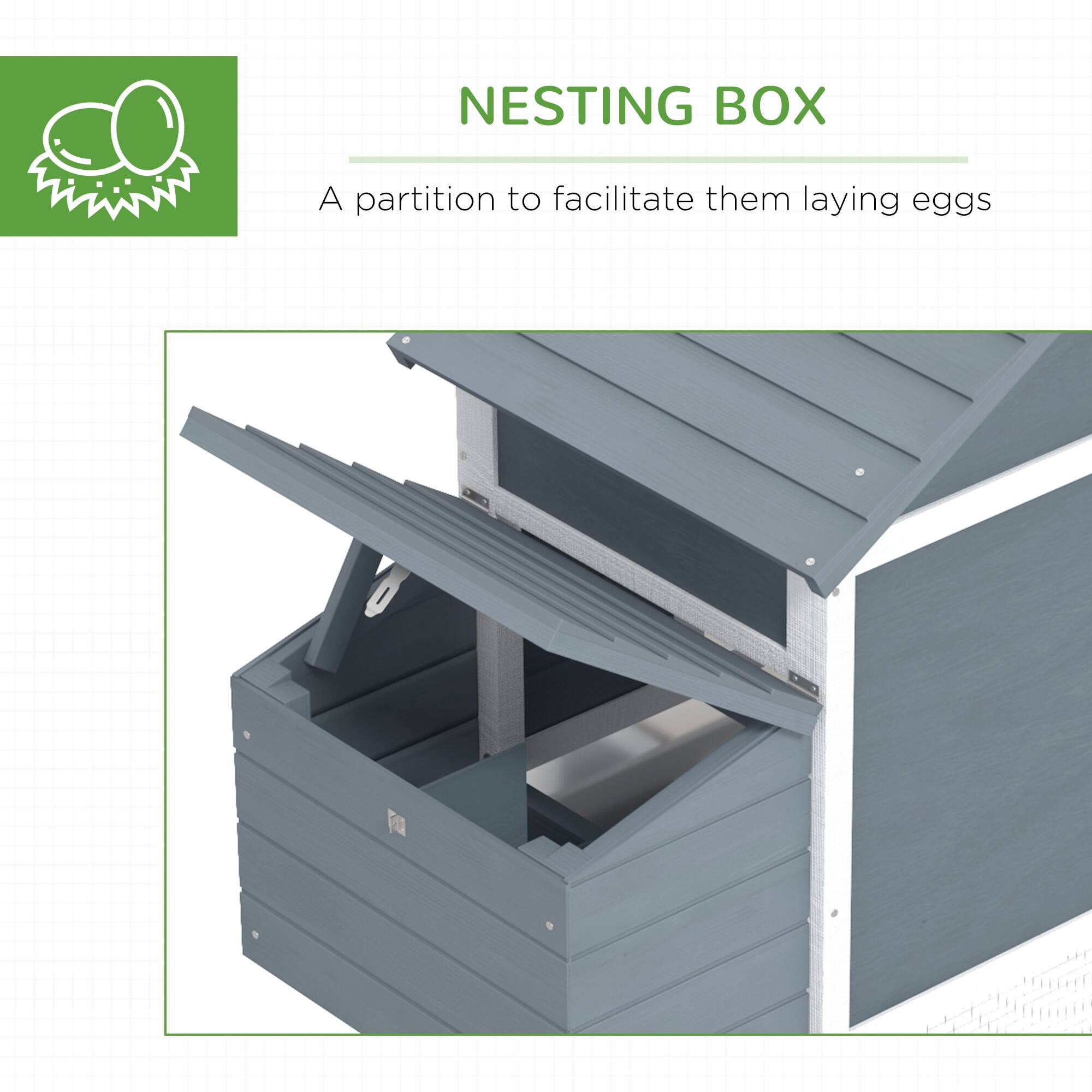 NESTING BOX

A partition to facilitate them laying eggs